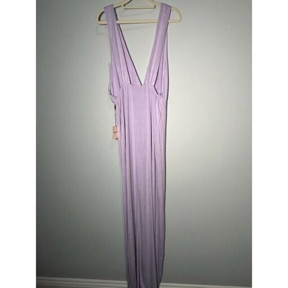 Superdown Erika Womens Dress Plunging Neckline High Slit Lavender Size L NWT - Picture 4 of 12